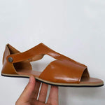 Women's Flat Fish Toe Solid Color Vintage Sandals 00159746C