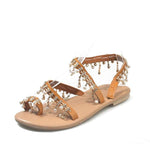 Women'S Roman Sandals Flat Pearl Sandals 07587230C