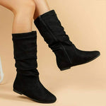 Women'S Flat Heel Vintage Mid Calf Boots 66414443C