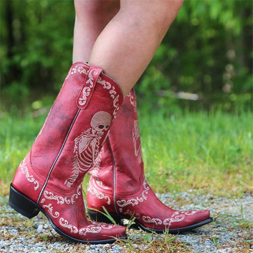 Women'S Embroidered High Block Heel Western Cowboy Boots 70475337C