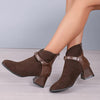 Women's Retro Buckle Block Heel Ankle Boots 94455621S