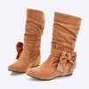 Women'S Suede Mid Boots Bow Inner Booster Ankle Boots 21776885C