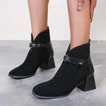 Women's Retro Buckle Block Heel Ankle Boots 94455621S