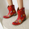 Women'S Chunky Heel Embroidered Ankle Boots 02968912C