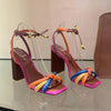 Women's Fashion Colorful Square Toe Chunky Heel Sandals 52290763S