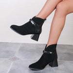 Women's Retro Buckle Block Heel Ankle Boots 94455621S