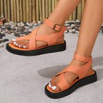 Women's Solid Color Flat Roman Flip Sandals 09571950S