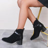 Women's Retro Buckle Block Heel Ankle Boots 94455621S