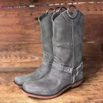 Women's Low Heel Knight Boots with Metal Buckle 00163343C