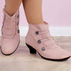Women'S Vintage Round Toe Chunky Heel Booties 35733378C