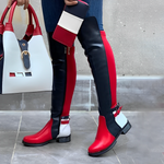 Women's Fashionable Color Block Flat Over-the-Knee Boots 29230444S