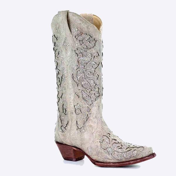 Women'S Vintage Embroidered Tall Block Heel Boots 10195293C