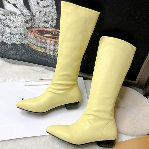 Women's Casual Pointed Toe Flat Knee-High Boots 99003573S