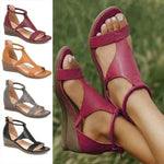 Women'S Vintage Wedge Leather Sandals 09805941