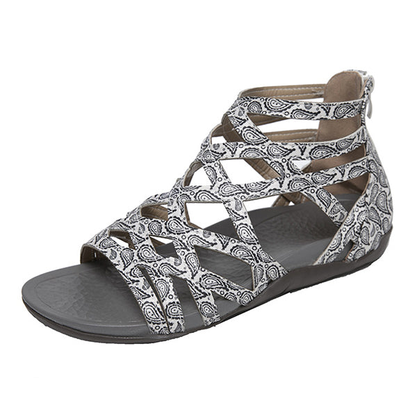 Women's Flat Cross Strap Zipper Roman Sandals 44005660C