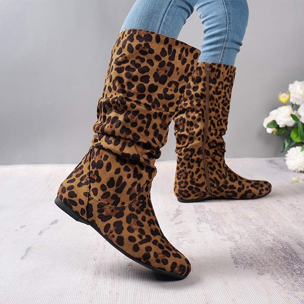Women'S Flat Heel Vintage Mid Calf Boots 66414443C