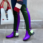 Women's Fashionable Color Block Flat Over-the-Knee Boots 29230444S