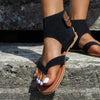 Women's Round Toe Herringbone Flat Beach Sandals 76940047C