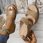 Women's Chunky Heel High Heel Slide Sandals 96966645C