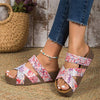 Women's Flat Platform Cross-weave Solid Color Sandals 45812265C