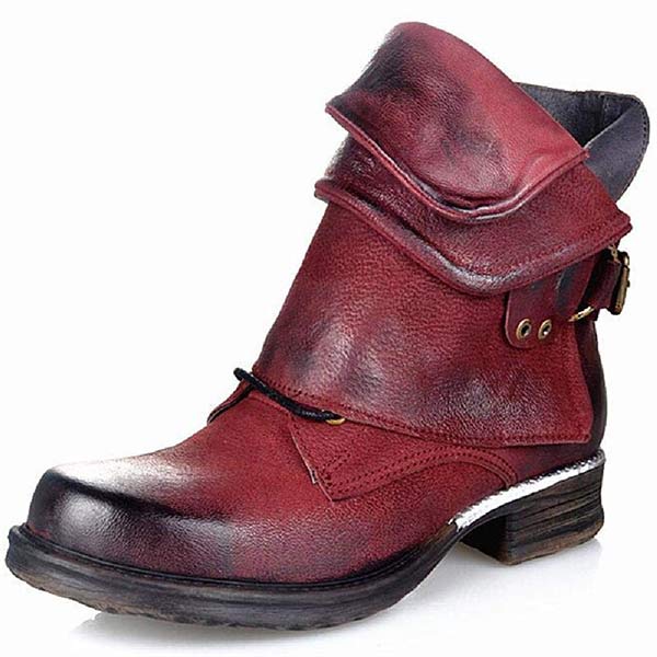 Women's Round Toe Vintage Fringed Ankle Boots 09745304C