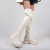 Women'S Leather Knit Panel Over Knee Boots 27603576C