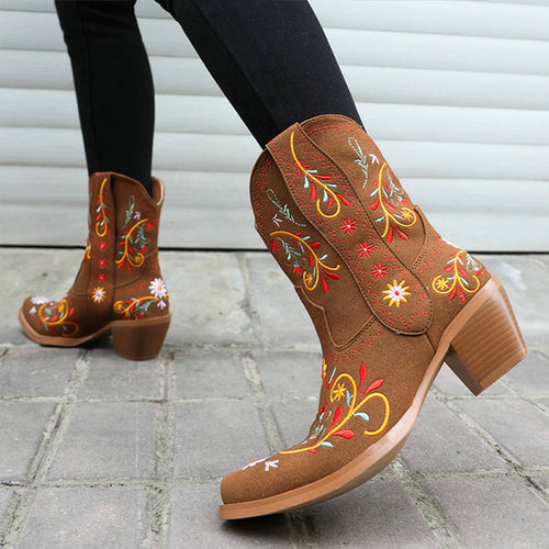 Women's Vintage Embroidered Western Cowboy Boots 86264596S