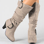 Women'S Vintage Chunky Heel Belt Buckle Boots 25091790