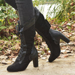 Women'S High Heel Lace Chunky Heel Boots 03186455