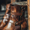 Women's Brown Vintage Chunky Heel Ankle Boots 76953545C