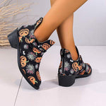 Women's Pointed Toe Square Heel Leopard Print Ankle Boots 77834388C