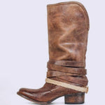 Women'S Chunky Heel Vintage Belt Buckle Boots 51764719C