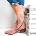 Women'S Cutout Side Zip Block Heel Shoes 45883018C