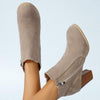Women'S Side Zip Chunky Heel Suede Booties 61503065C