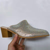 Women'S Pointed Toe Thick Heel Sequin Hot Diamond High Heel Slippers 67480430C