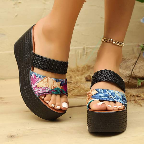 Women's Single Strap Casual Wedge Slide Sandals 21074675C