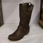 Women's Low Heel Knight Boots with Metal Buckle 00163343C