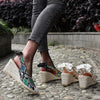 Women's Snake Print Bow Slip-On Wedge Sandals 20200318C