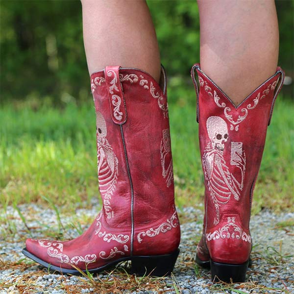 Women'S Embroidered High Block Heel Western Cowboy Boots 70475337C