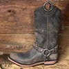 Women's Low Heel Knight Boots with Metal Buckle 00163343C