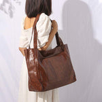 Women'S Soft Leather Vintage Large Capacity Tote Bag 55683141