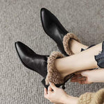 Women's Pointed Toe Chunky Heel Back Zipper Ankle Boots 46708102C