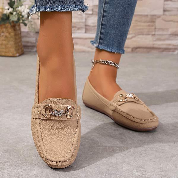 Women's Soft Sole Metal Buckle Loafers 35182017C