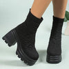 Women's Fashionable Fly Knit High Top Elastic Short Boots 43742737C