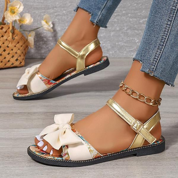 Women's Casual Ethnic Bow Flat Sandals 96579586S