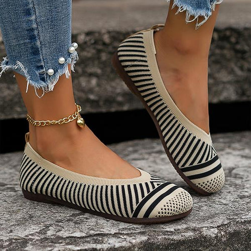 Women's Casual Striped Breathable Soft Flats 06861508S