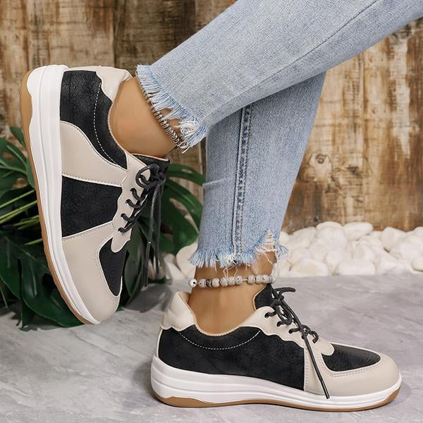 Women's Casual Plush Lined Color Block Sneakers 64795818S