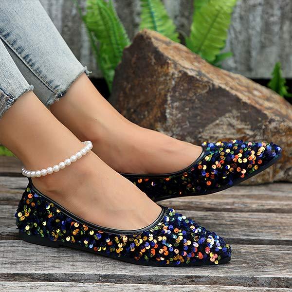 Women's Low-Cut Glitter Flats 86276250C