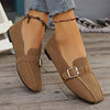 Women's Flat Soft Leather Soft Sole Belt Buckle Shoes 10755556C