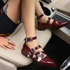 Women's Fashionable Retro Belt Buckle Flat Shoes 66905449S